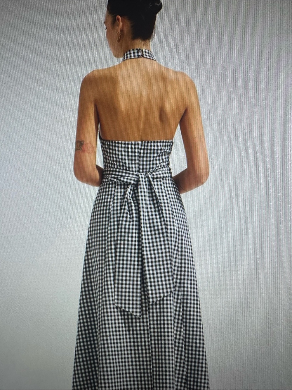 New with Tag! Commense Gingham Halter Maxi Dress in Green and White sz L - Picture 10 of 10